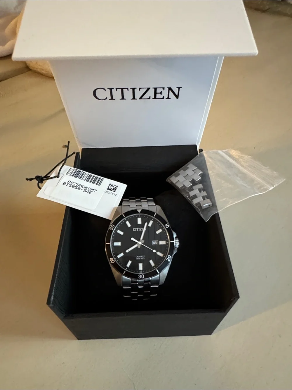 Citizen Men's Silver Stainless Steel Black Dial Watch
